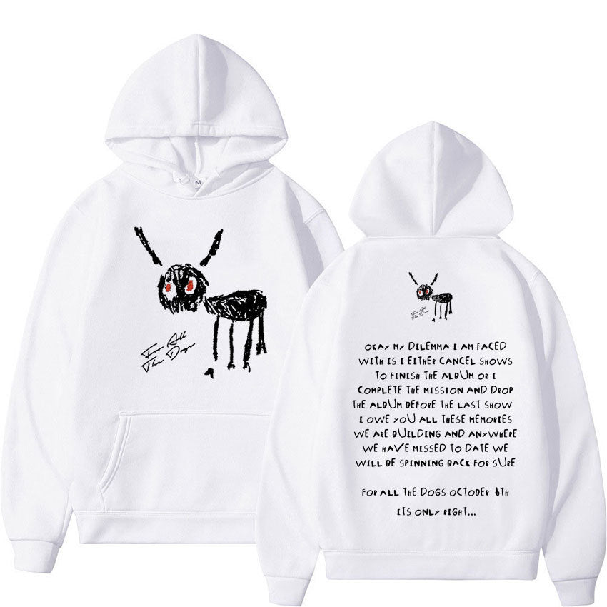 Men's Black Script Lettering Pullover Hoodie - Canine Theme