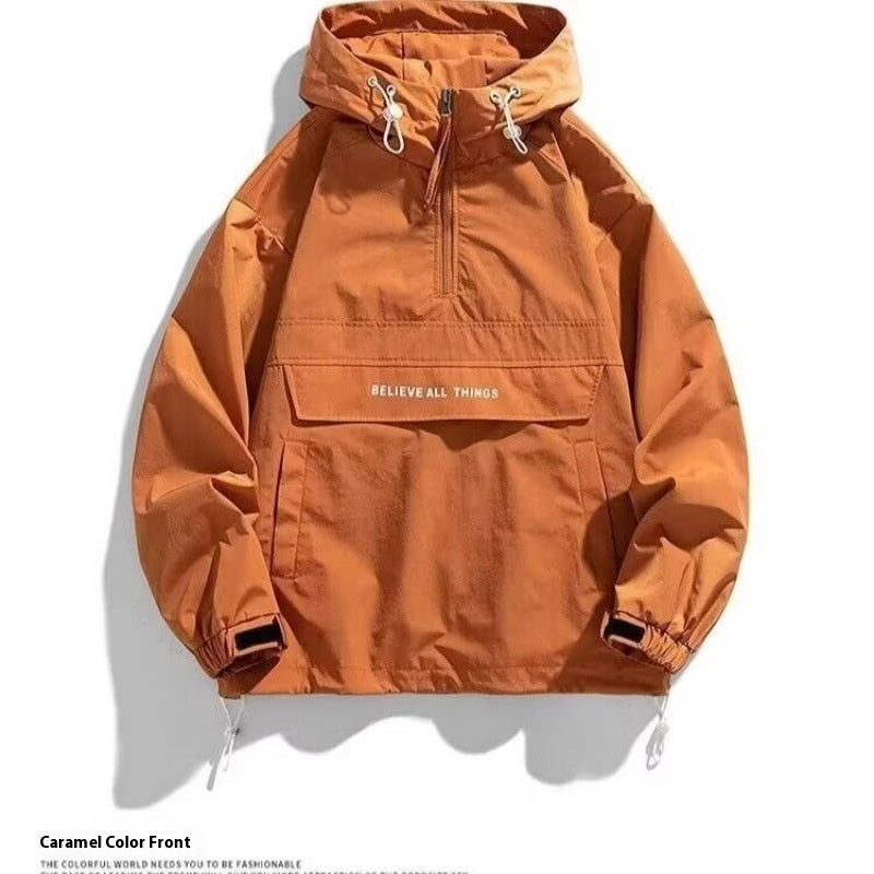 Half Zipper Pullover Men's Spring And Autumn New Hooded Sweater
