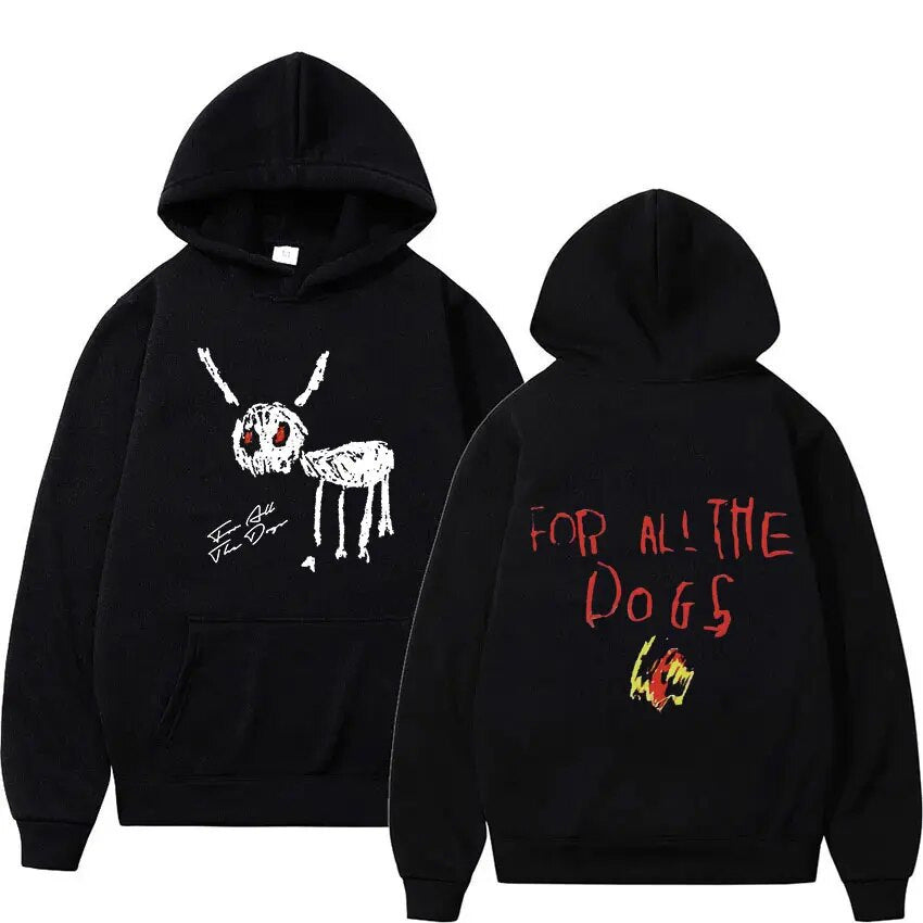 Men's Black Script Lettering Pullover Hoodie - Canine Theme