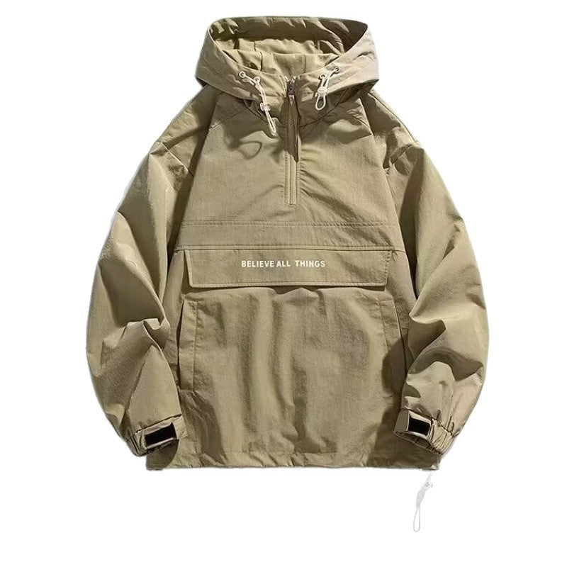 Half Zipper Pullover Men's Spring And Autumn New Hooded Sweater