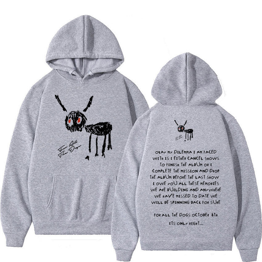 Men's Black Script Lettering Pullover Hoodie - Canine Theme