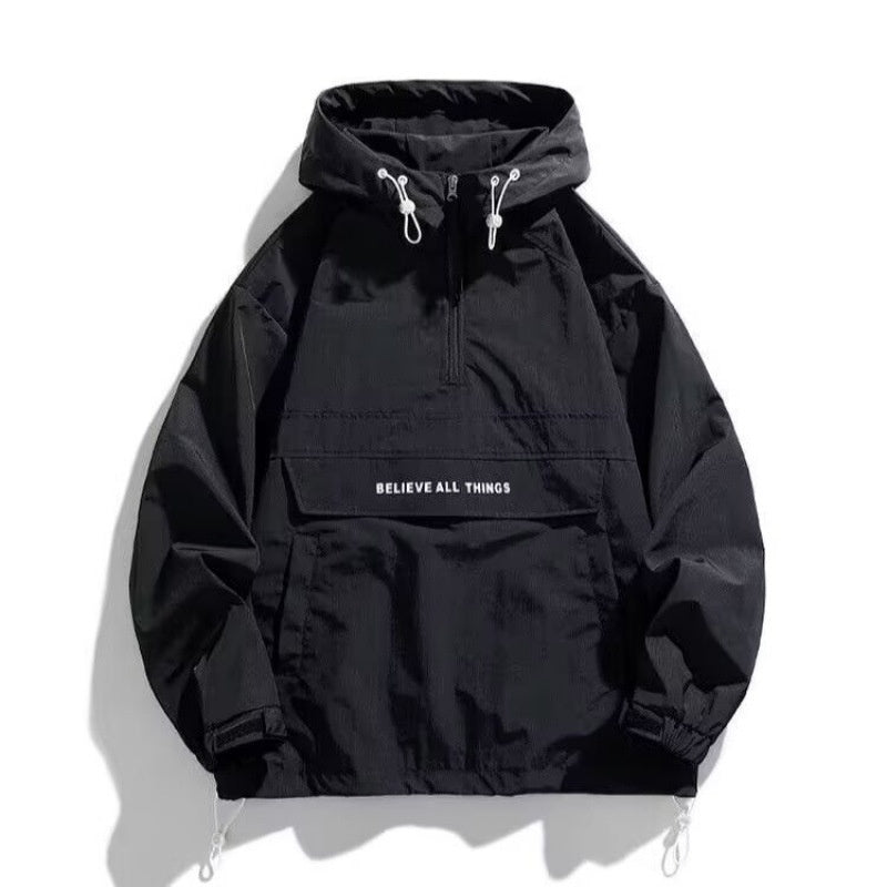 Half Zipper Pullover Men's Spring And Autumn New Hooded Sweater