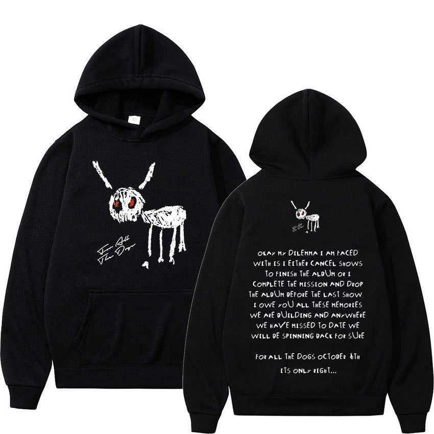 Men's Black Script Lettering Pullover Hoodie - Canine Theme