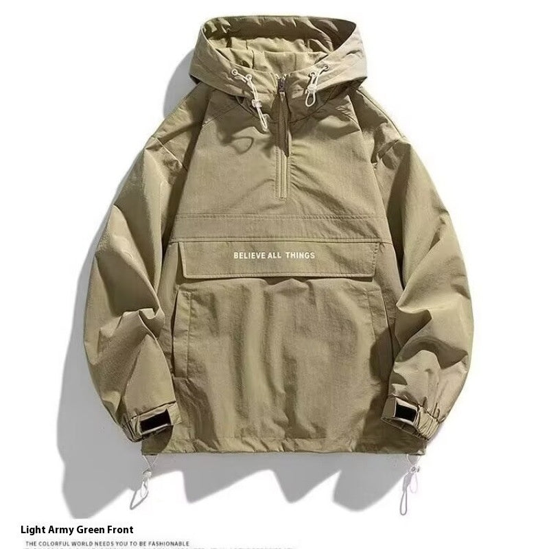 Half Zipper Pullover Men's Spring And Autumn New Hooded Sweater