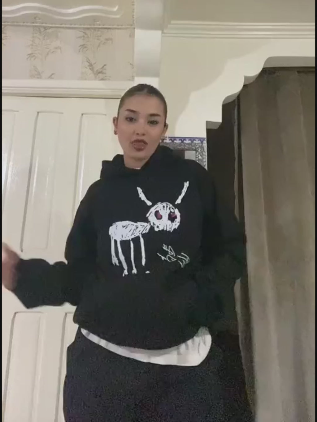 Men's Black Script Lettering Pullover Hoodie - Canine Theme